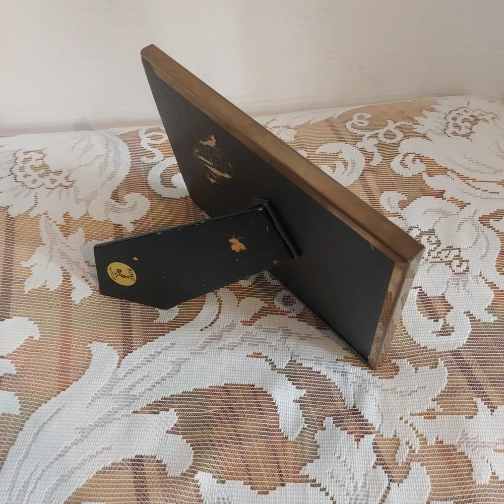 Vintage Penco Brass Double Picture Frame 7.5x5.5 Tabletop Easel Gold MCM Hong Ko